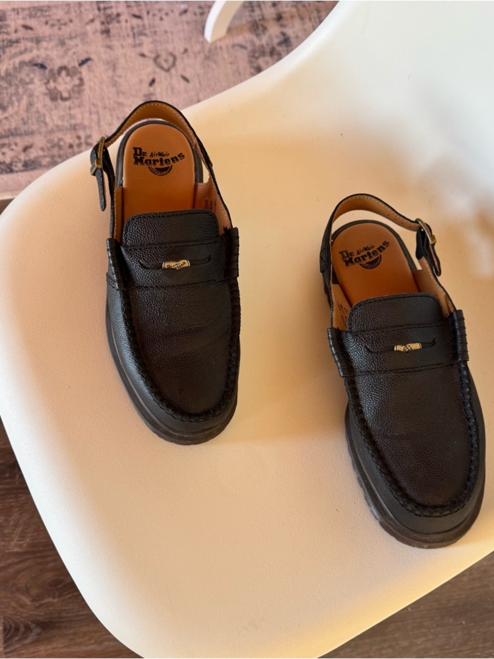 Dr. Martens Black Leather Penny Slingback Loafers